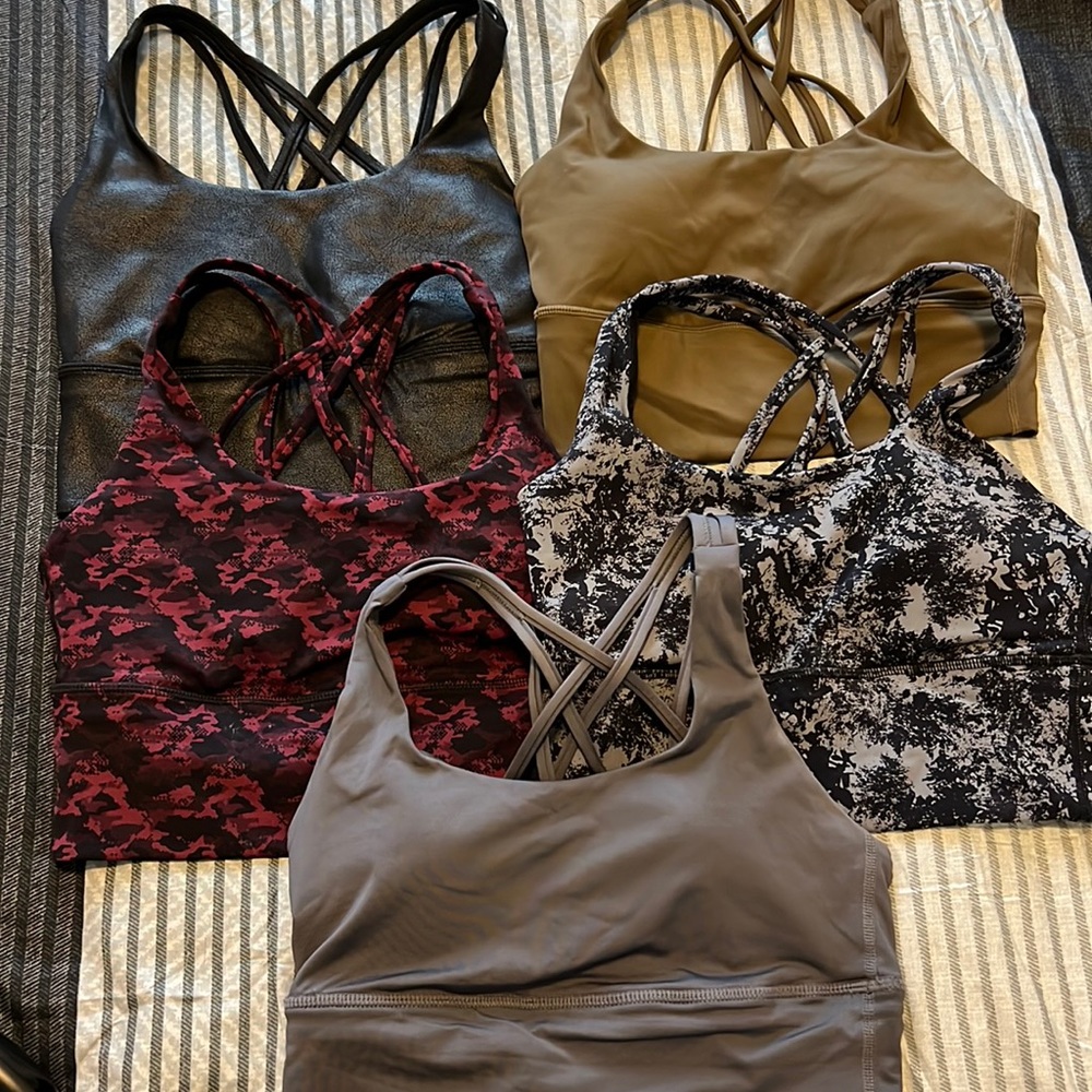 5 PACK! CRZ Yoga Women's Strappy Longline Sports Bras Medium Impact Size XS
